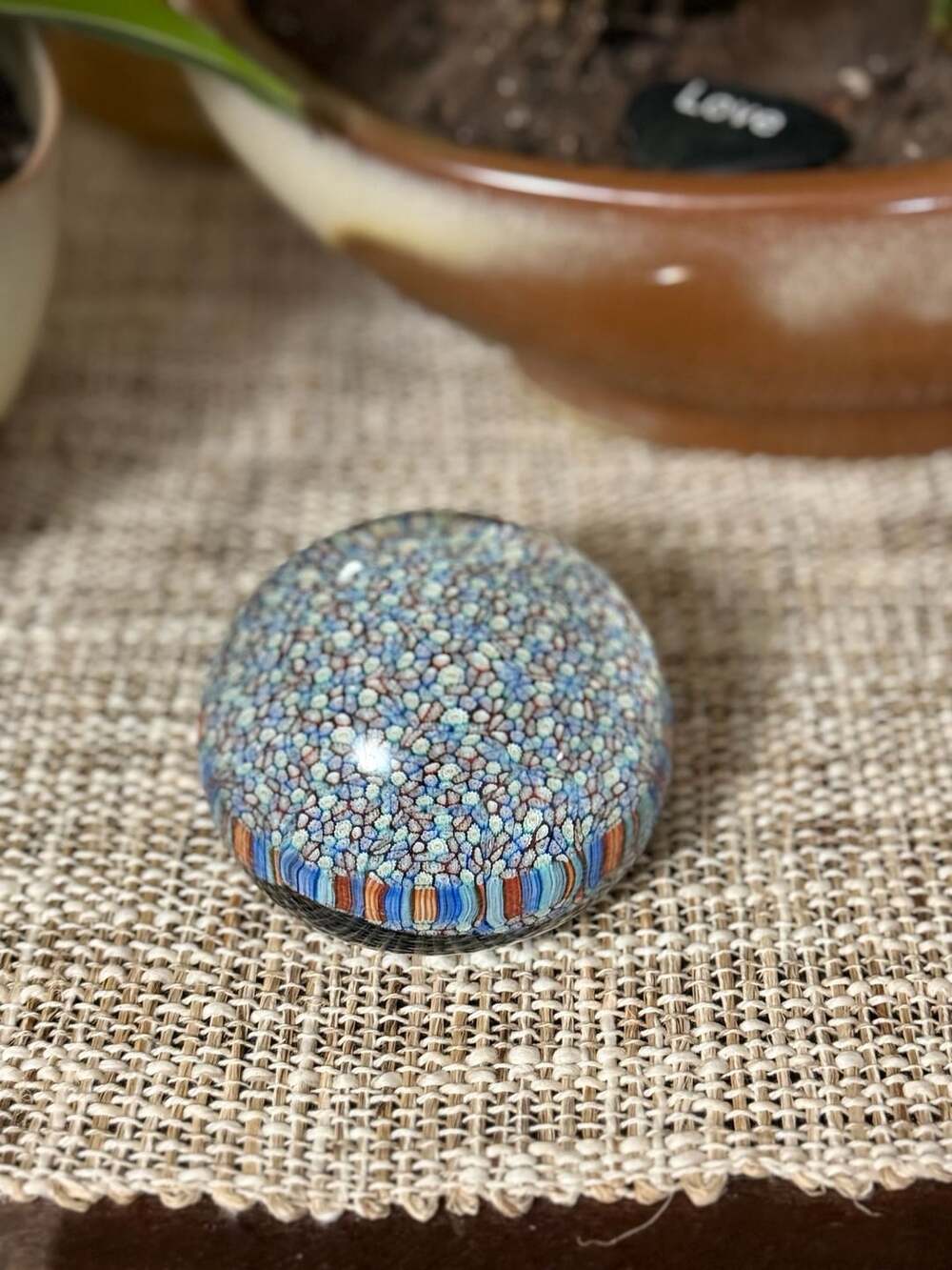 VTG Italian Murano Closepack Millefiori Canes Art Glass Paperweight